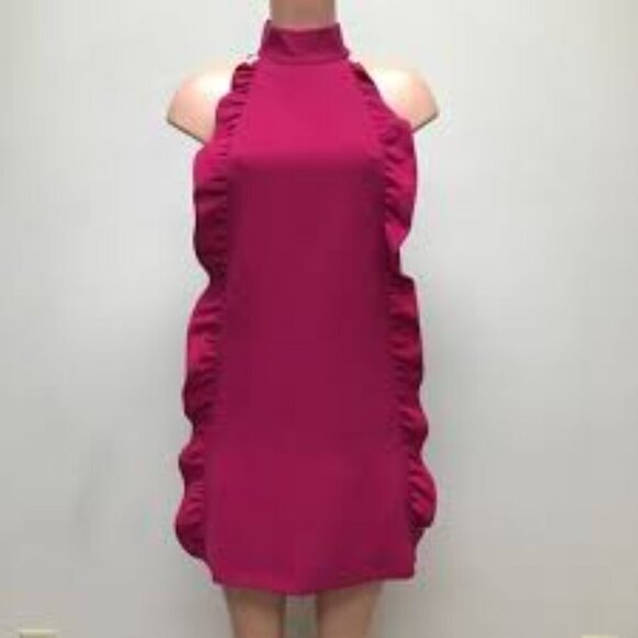 Ted Baker London Torryia Ruffle magenta dress with pockets Size 3/US 8 - Picture 2 of 15